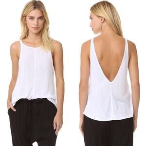 Free People Sleek N Easy Tank in White Ivory Open Back Basic Size Small
